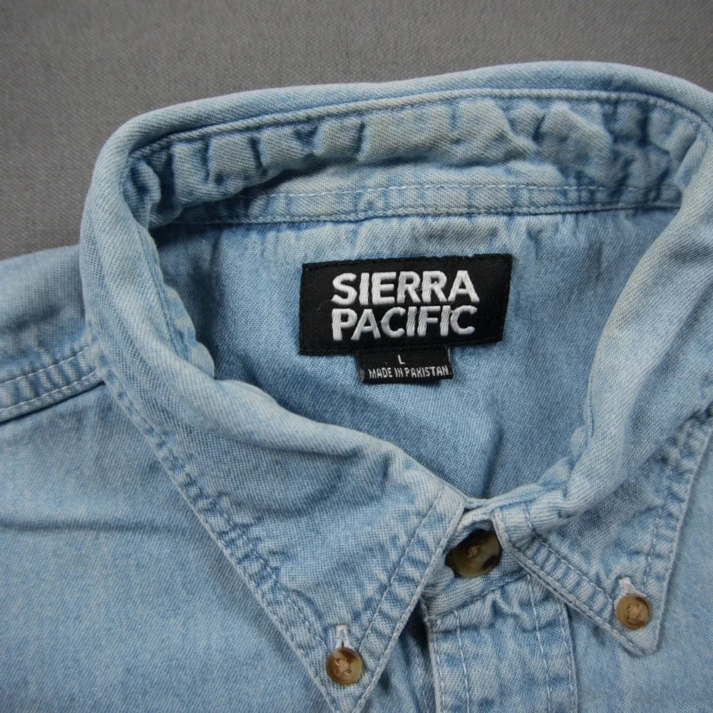 Alaska Wildlife Shamry Denim Embroidered Denim Men L Shirt Vintage Cabin Nature